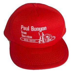 Vintage Paul Bunyan Tree Service Cap Foam Trucker Snap Back Red Hate Adjustable